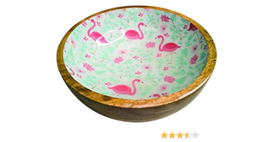 Croci Steel Bowls Mango Flamingo - Купа Фламинго за храна и вода за домашни любимци ,изработена от манго дърво 460 мл.